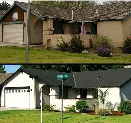 Exterior remodel in Bakersfield before and after